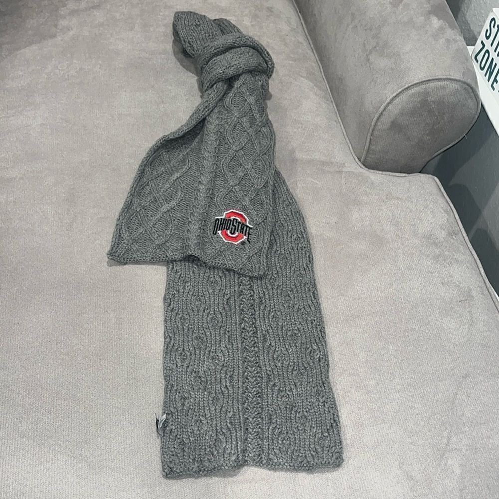 Ohio state grey scarf 75” long, 9” wide.